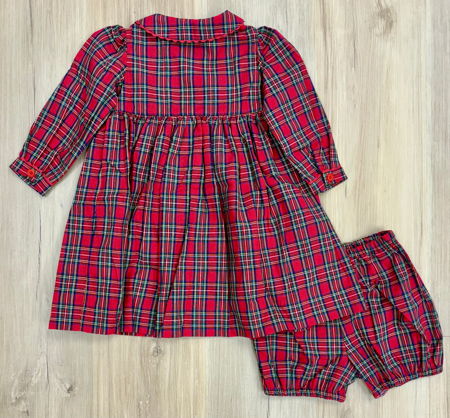 Tartan Button- Front Dress and Bloomers