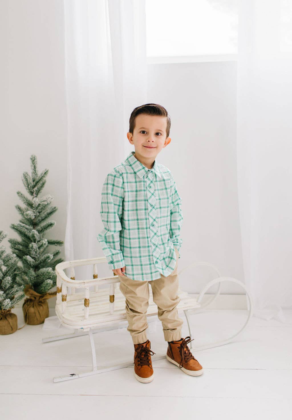 Boys Button Down in Winter Plaid | Boys Shirt