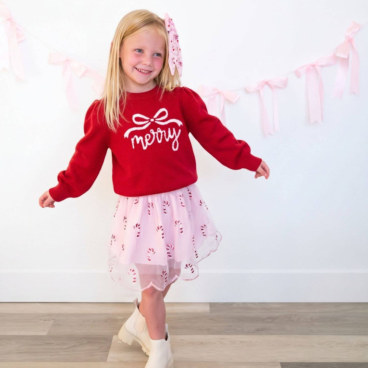 Merry Bow Christmas Sweater - Kids Clothing - Holiday