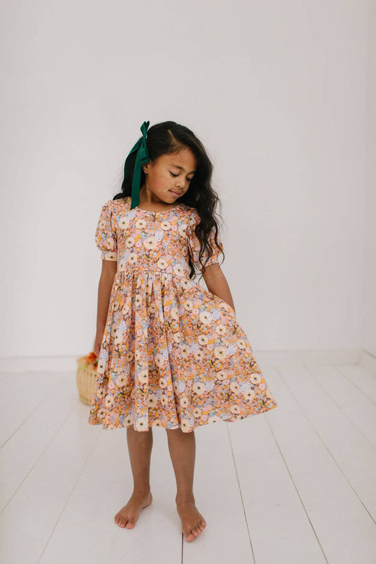 Puff Twirl Dress in Pumpkin Bouquet