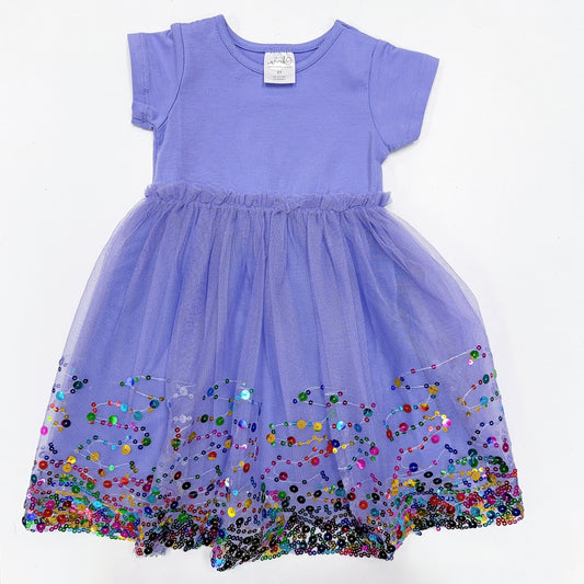 Lavender Confetti Short Sleeve Tutu Dress