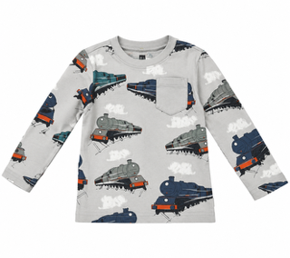 Long Sleeve Printed Pocket Tee