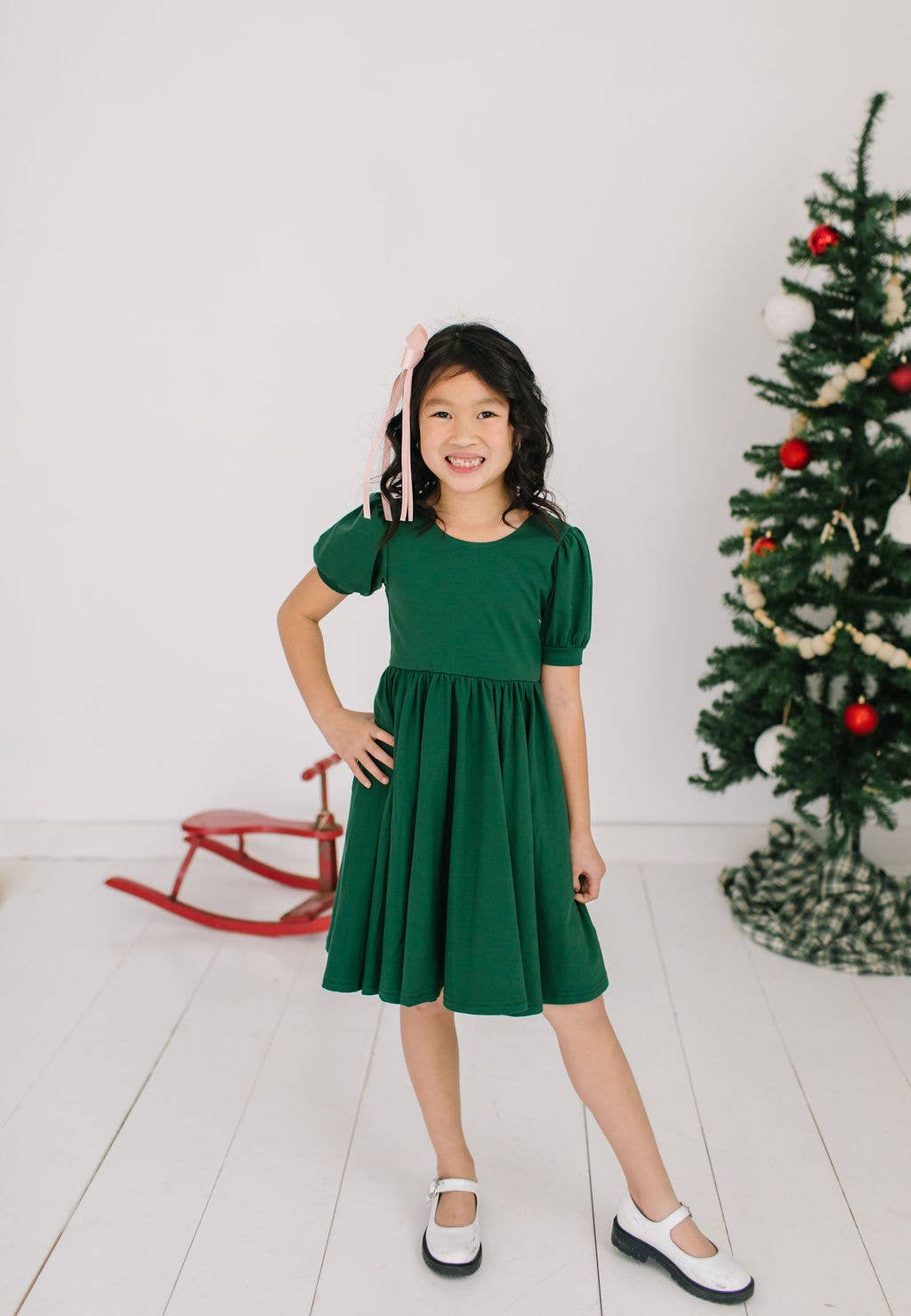 Puff Twirl in Evergreen | Girls Twirl Dress