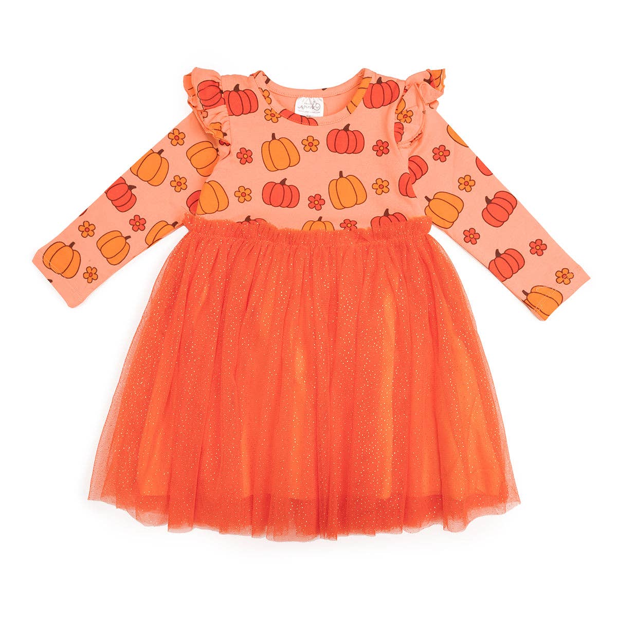 Pumpkin Daisy Orange Long Sleeve Tutu Dress - Girls Clothes