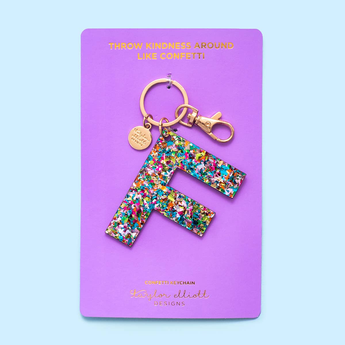 Keychain - Letters A - Z - Colorful Confetti - Each