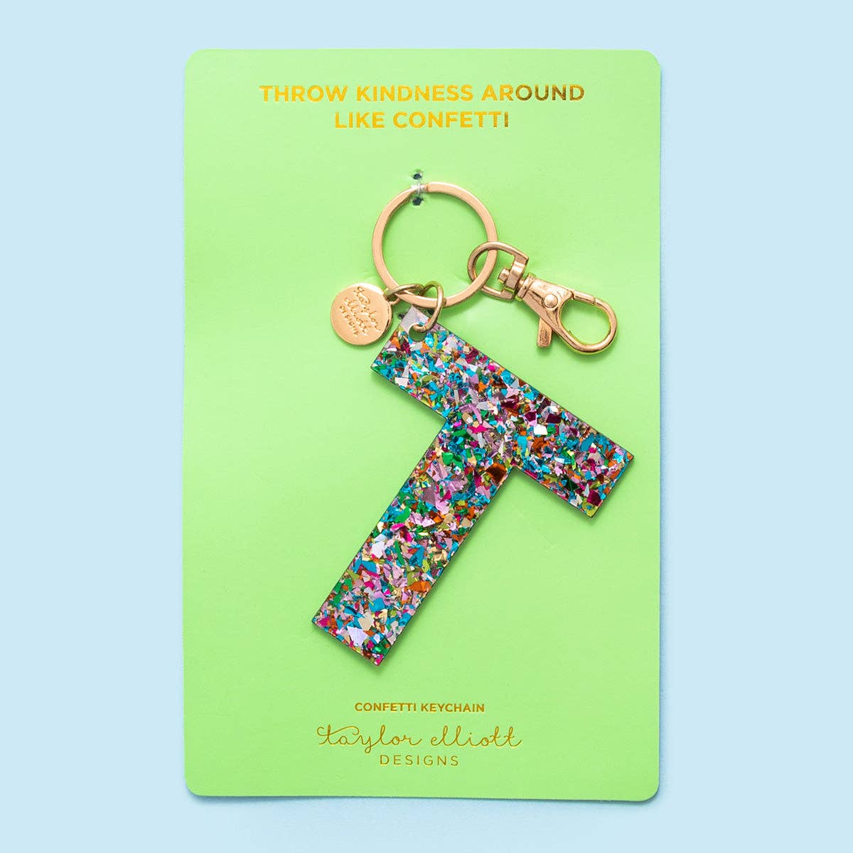 Keychain - Letters A - Z - Colorful Confetti - Each