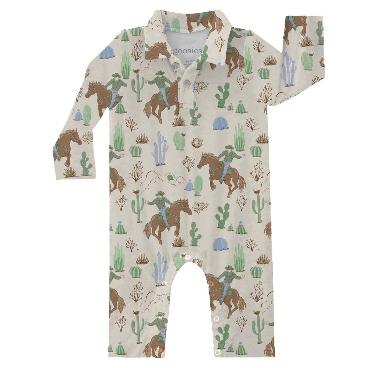 Saddle Up, Cowboy Toile  - LS Polo Romper