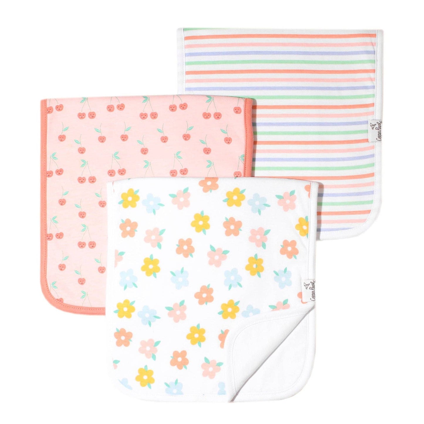 3 Pack Premium Burp Cloths - Cheery