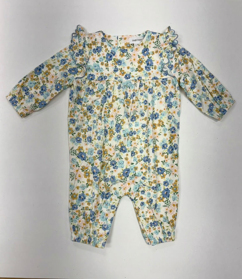Sweet Rose Calico Petal Ruffle Romper