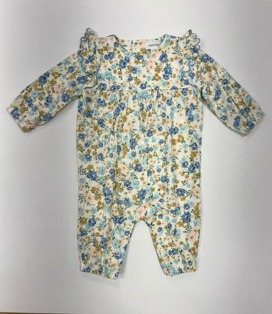 Sweet Rose Calico Petal Ruffle Romper
