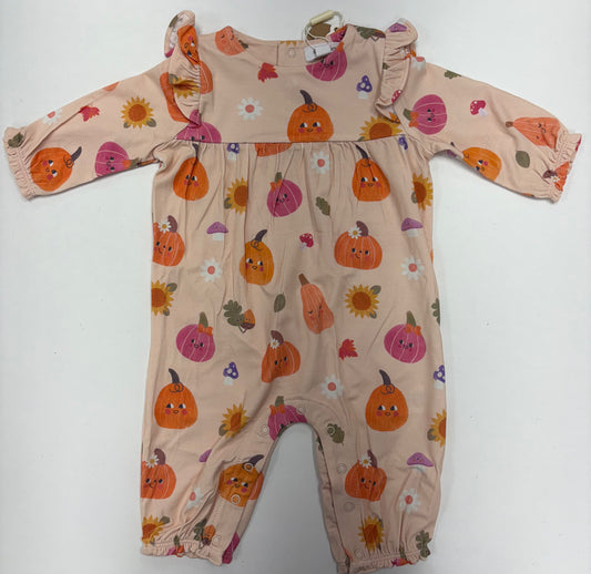 Ruffle Sleeve Romper Autumn Pumpkins