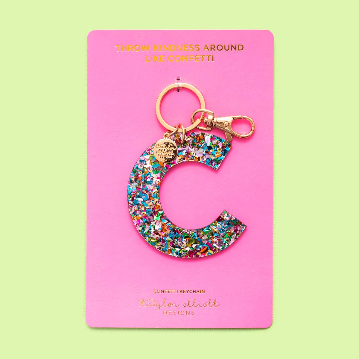 Keychain - Letters A - Z - Colorful Confetti - Each