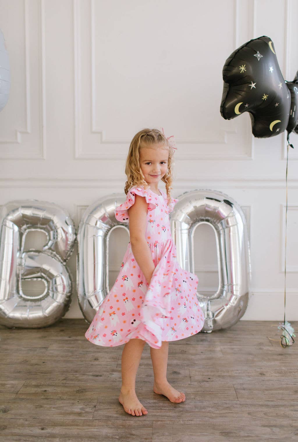 Olivia Dress in Floral Ghost | Girls Halloween Dress 