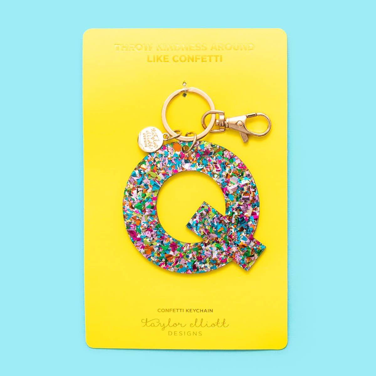 Keychain - Letters A - Z - Colorful Confetti - Each