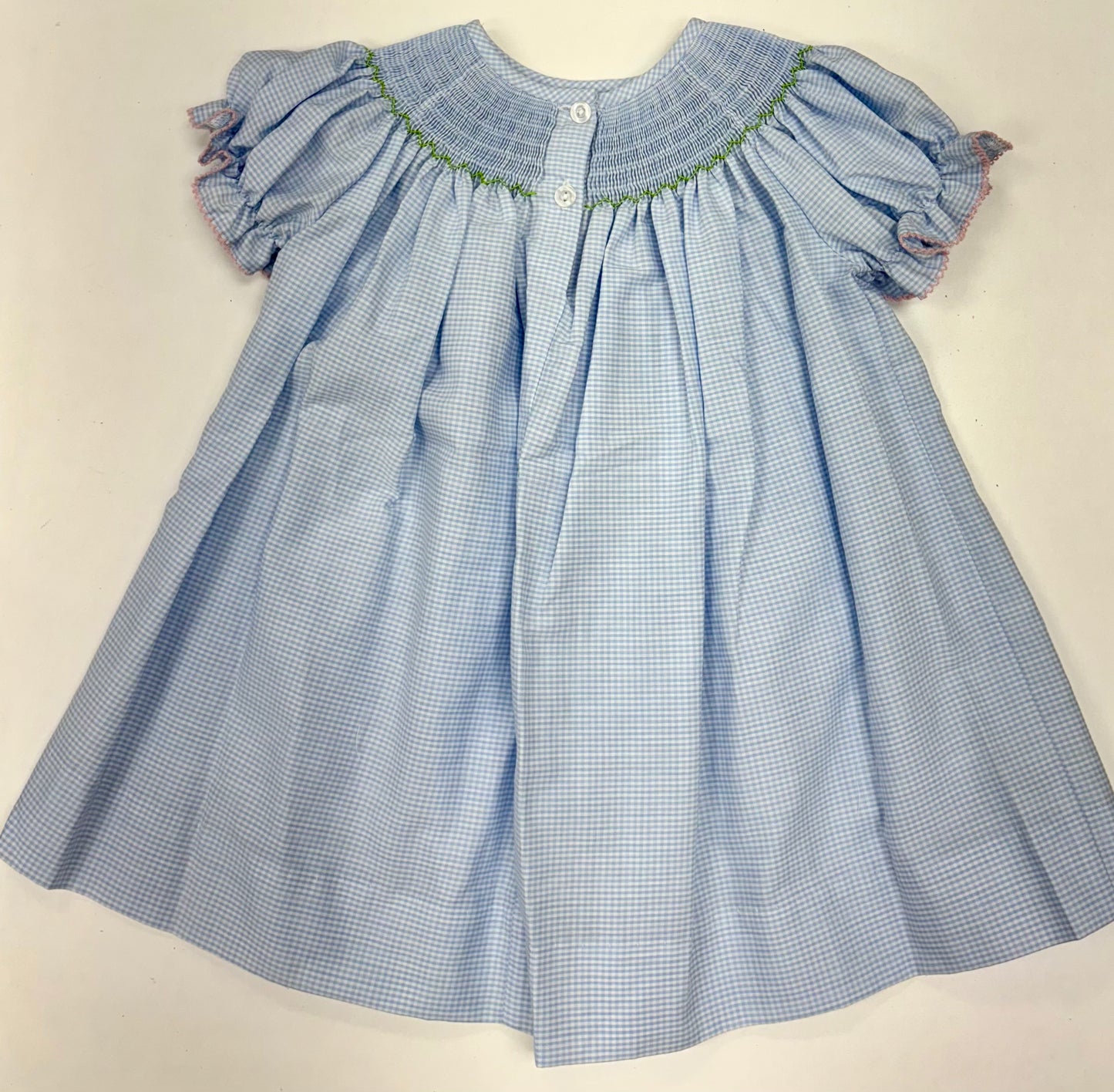 Princess & Castle Smocked Light Blue Short Sleeve Bishop