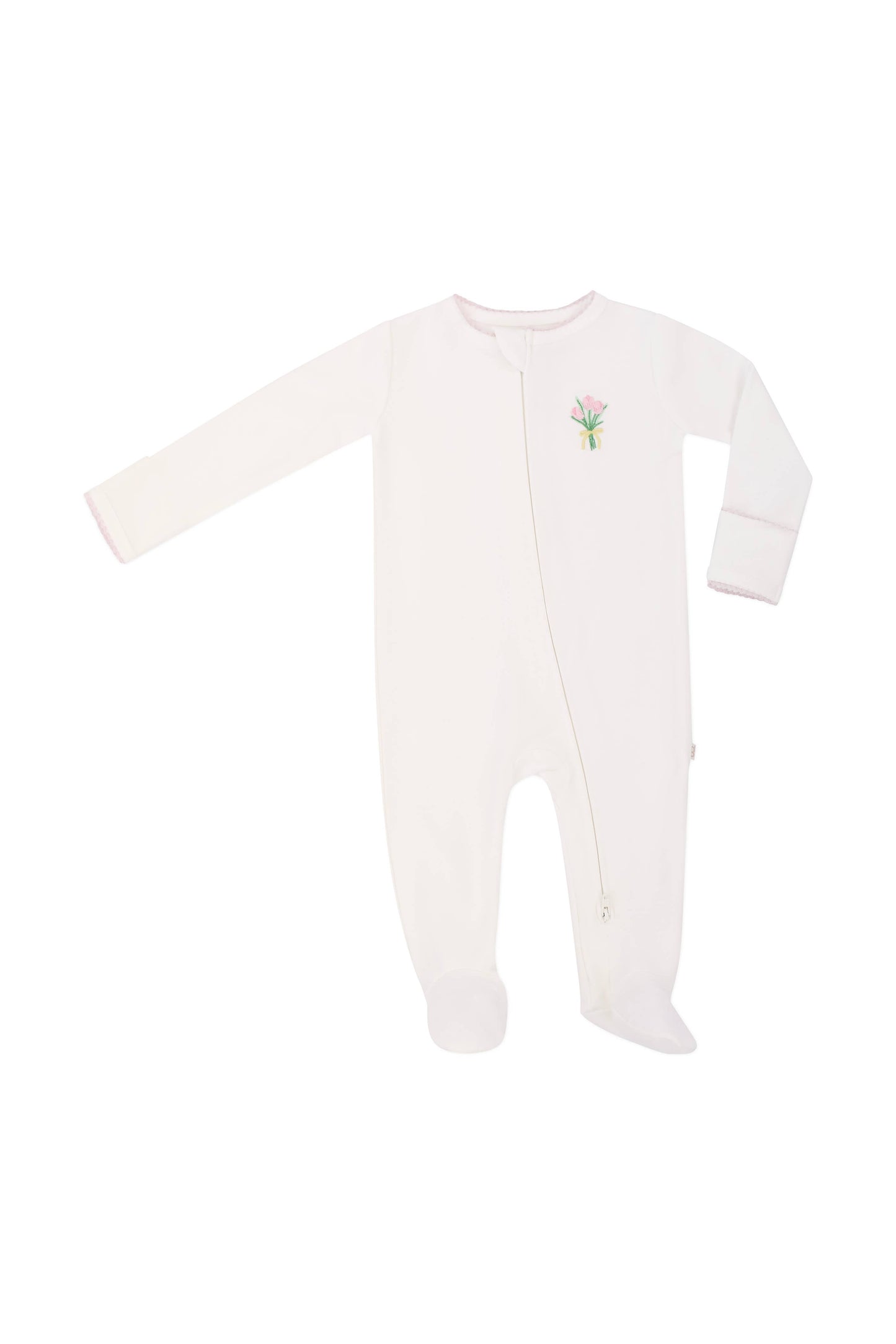 Pip Embroidered Zip Romper -Fancy Tulips