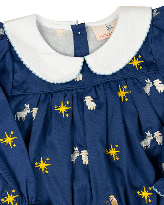 Nativity Embroidered Navy Bubble
