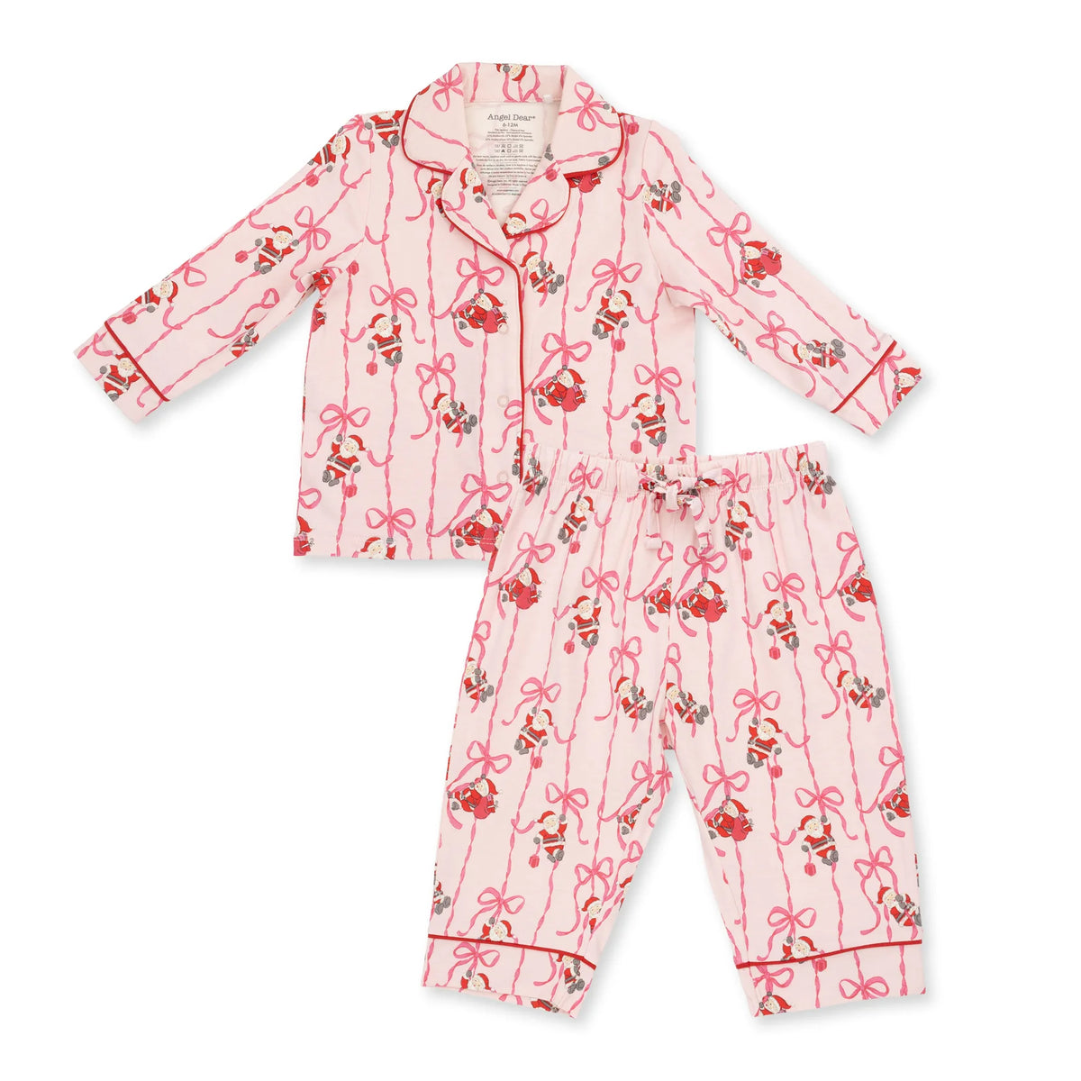 Bows & Santa- Kids Long Sleeve Coat Style with Pant