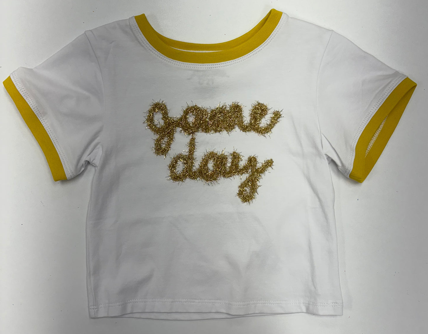Tinsel Game Day Ringer Boxy T Gold