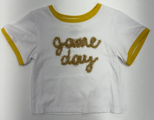 Tinsel Game Day Ringer Boxy T Gold