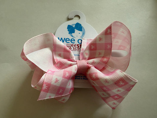 Med pink gingham bows Print Bow