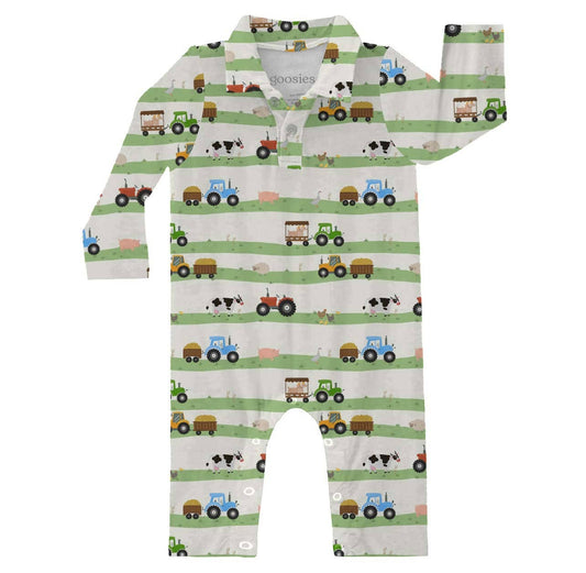Farm Stripes  - LS Polo Romper