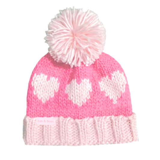 Pink Hearts Bobble Hat