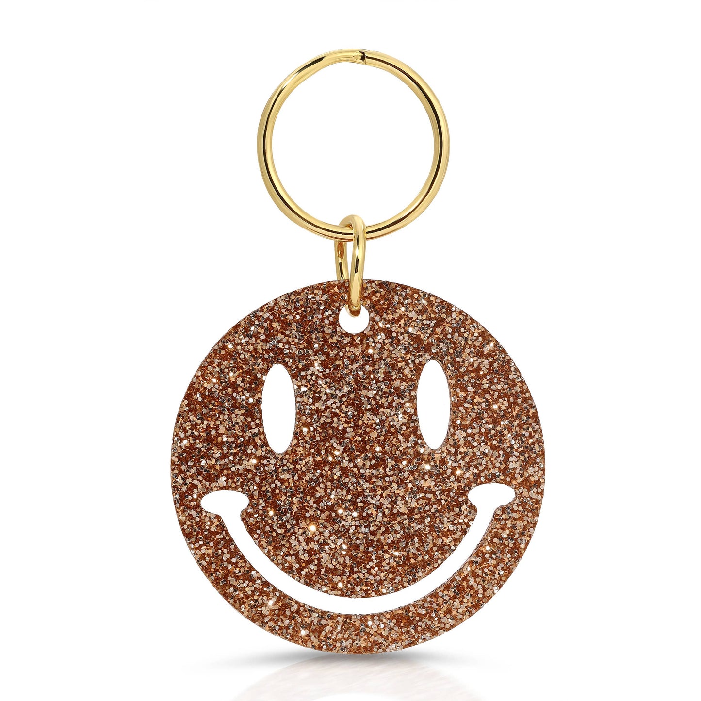 Gold Glitter Key - Shape - SMILEY FACE