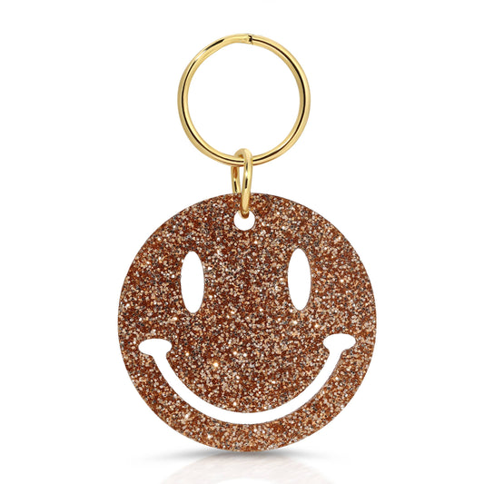 Gold Glitter Key - Shape - SMILEY FACE