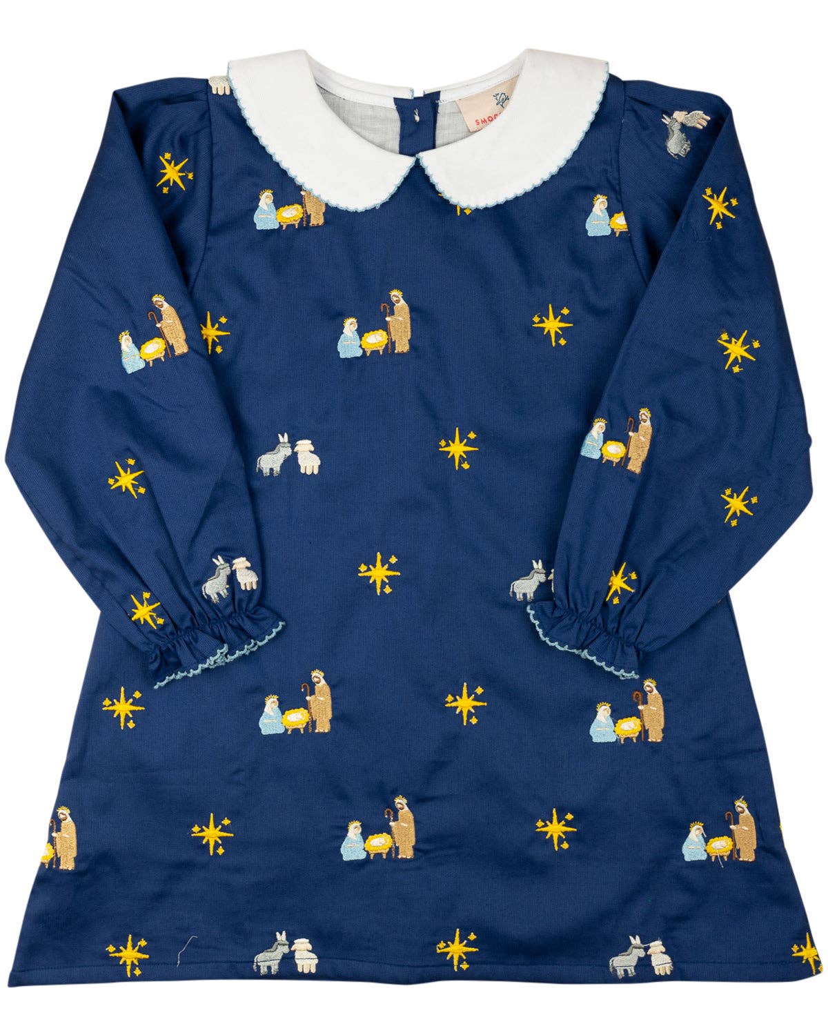 Nativity Embroidered Navy Dress