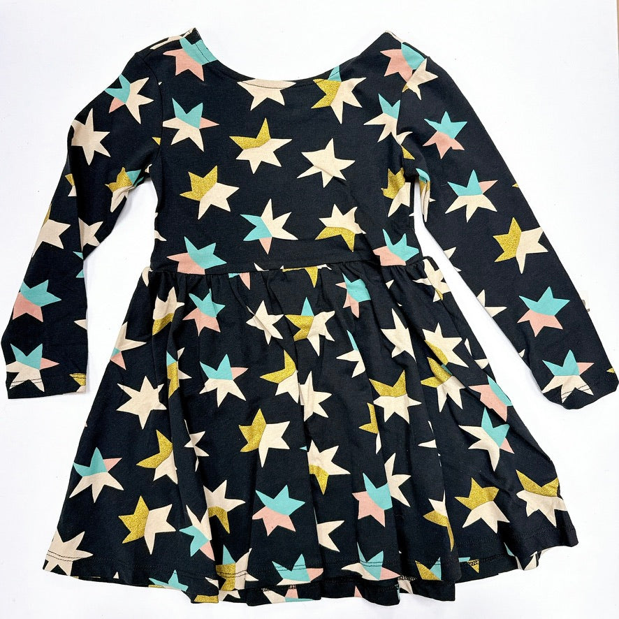 Printed Ballet Dress Colorblock Metallic Stars