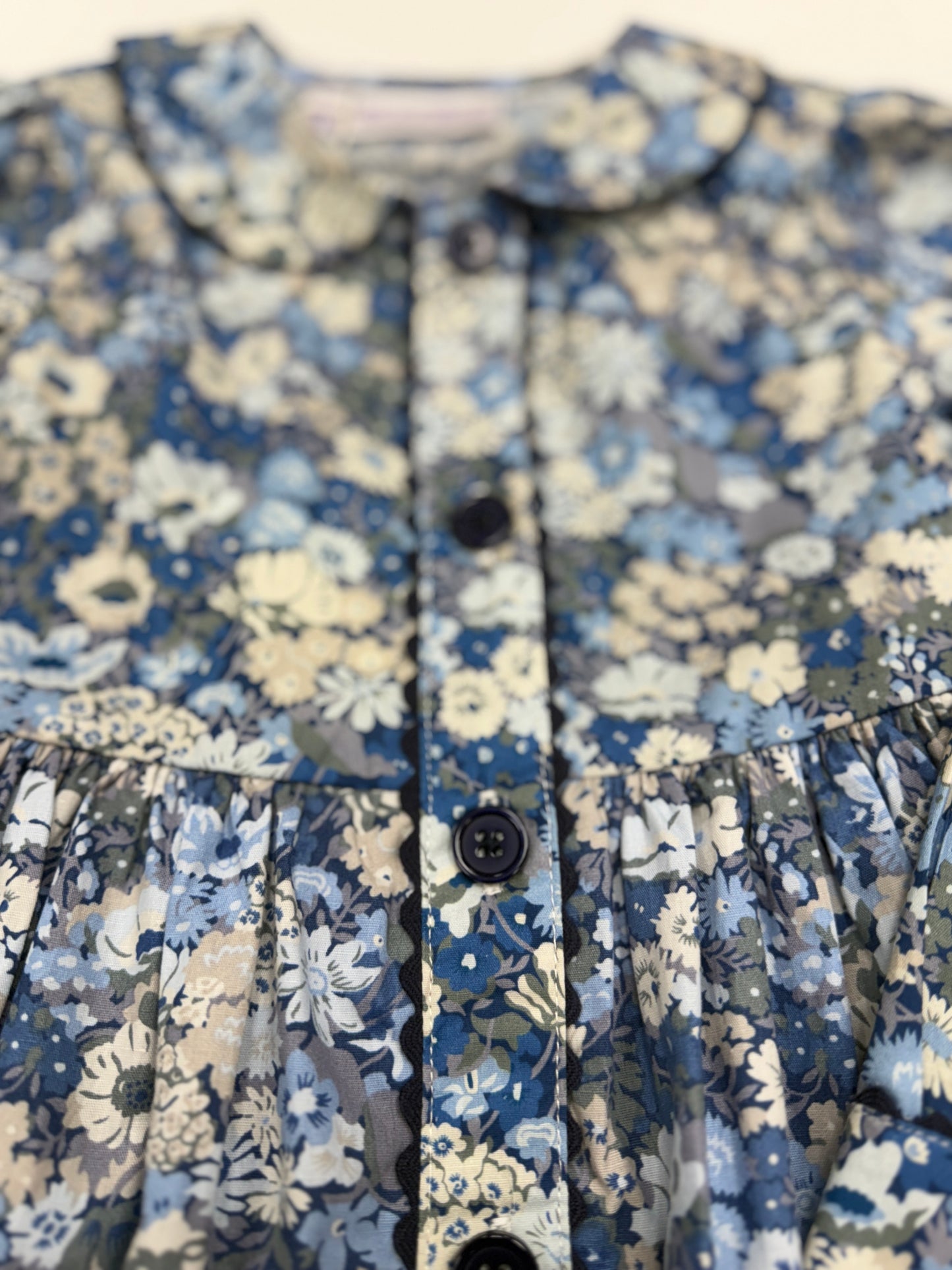 Blue Floral Button- Front Dress