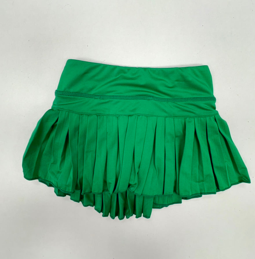 Mini Pleated Skort in Solid Kelly Green