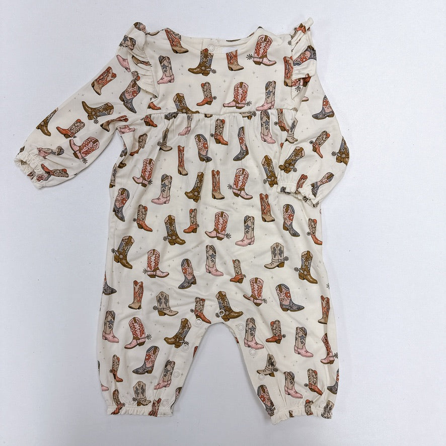Ruffle Sleeve Romper Future Cowgirl