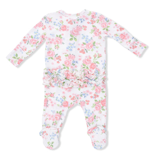 Cute Little Roses Zipper Footie