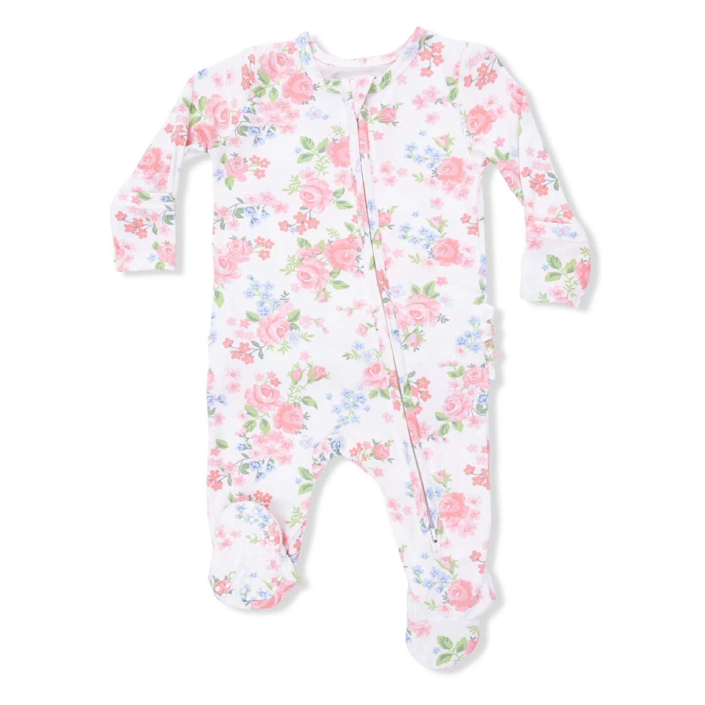 Cute Little Roses Zipper Footie