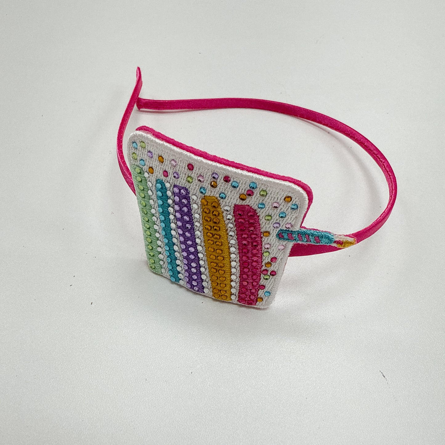 Glitter Birthday Cake Rhinestone Patch Headband
