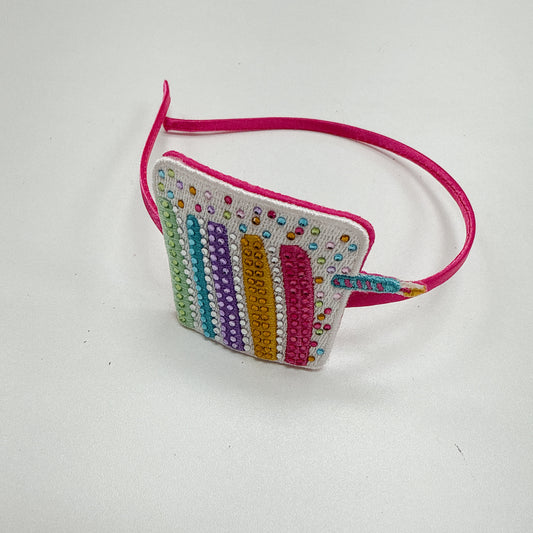 Glitter Birthday Cake Rhinestone Patch Headband
