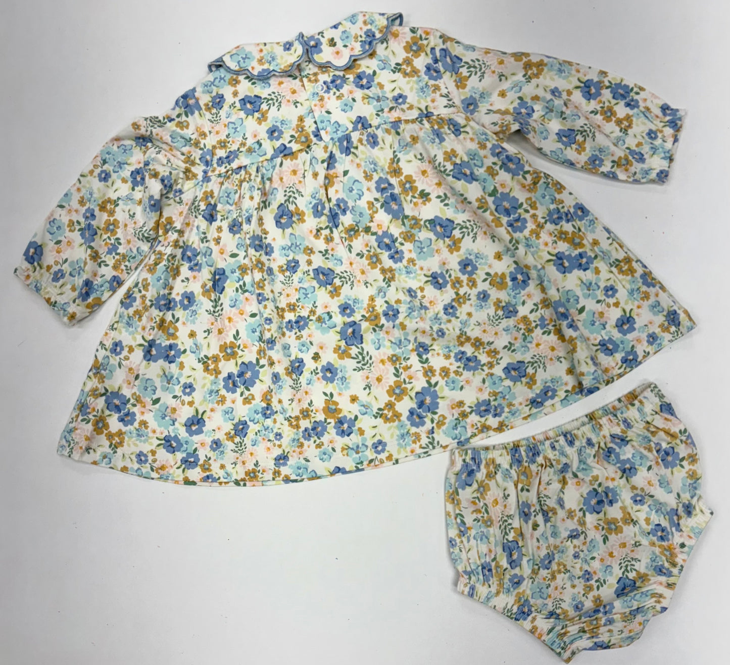 Sweet Rose Calico Petal Collar Dress Set