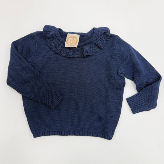 Reece Ruffle Sweater- Navy