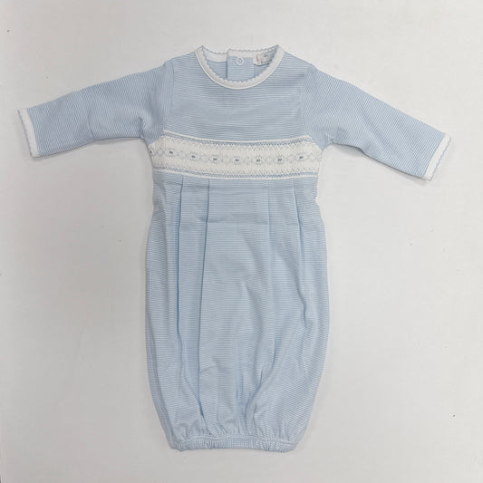 Tim Blue Stripes Hand Smocked Pima Gown