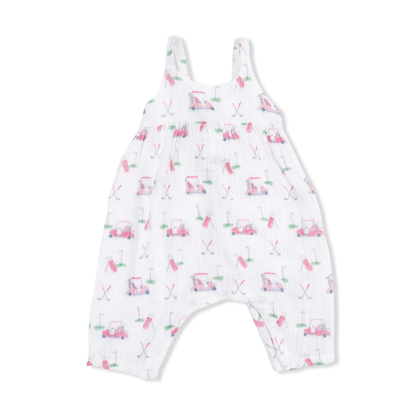 Baby Golf Carts Pink Tie Back Romper