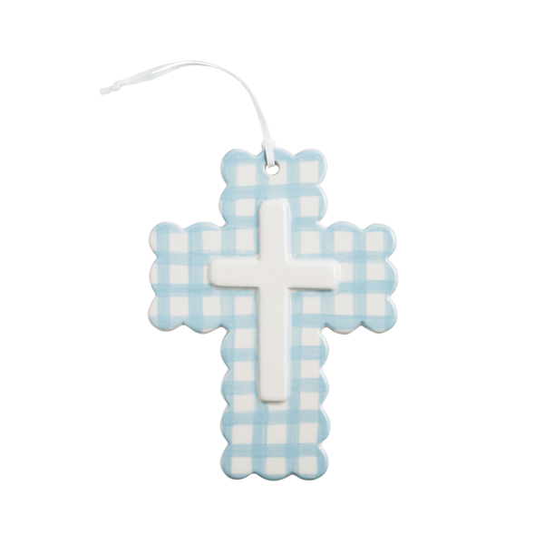 Ceramic Gingham Cross - Blue