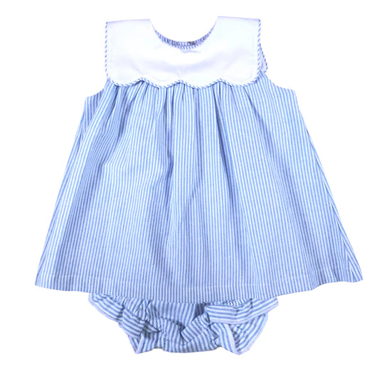 Blue Stripe Poplin Infant Dress
