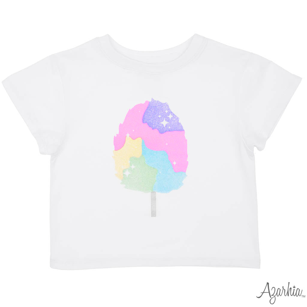 Glitter Cotton Candy White Boxy T