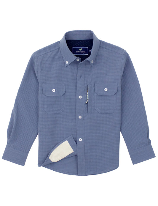 Boys Reeltech Fishing Shirt - Dusk Blue