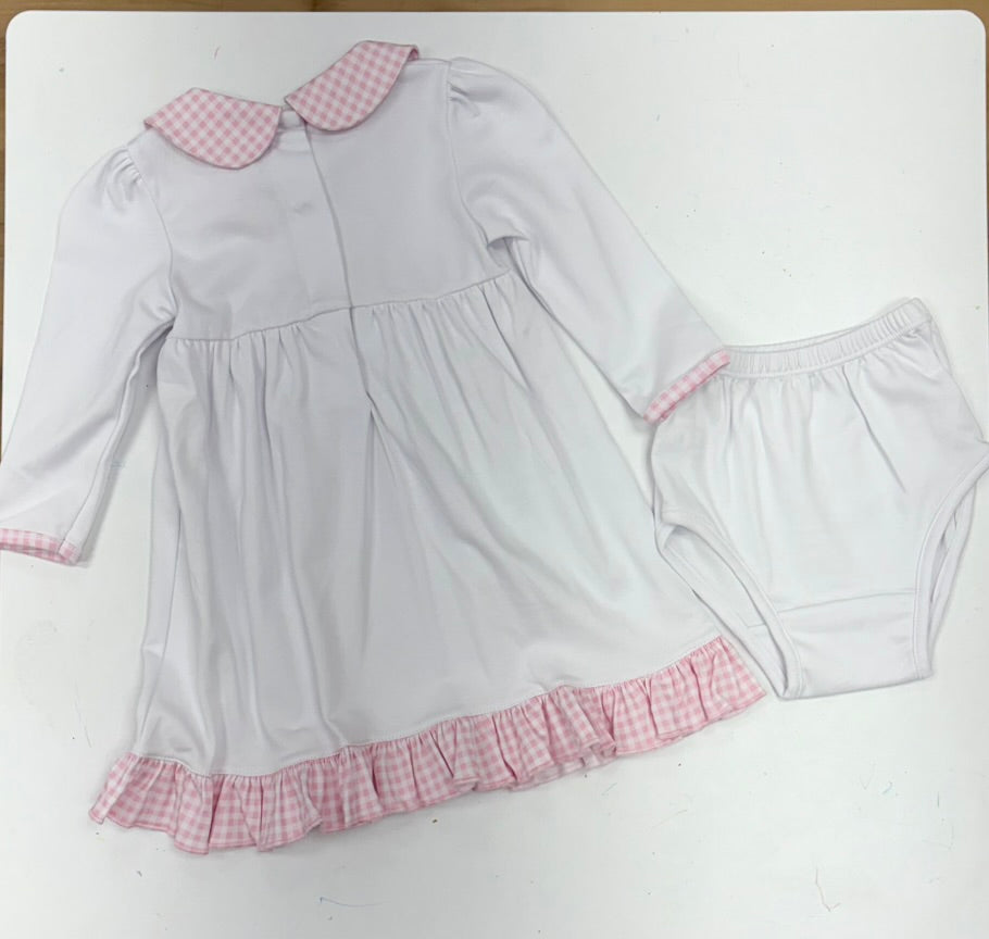 Boo Crew! Applique Collared Long Sleeve Dress - Pink