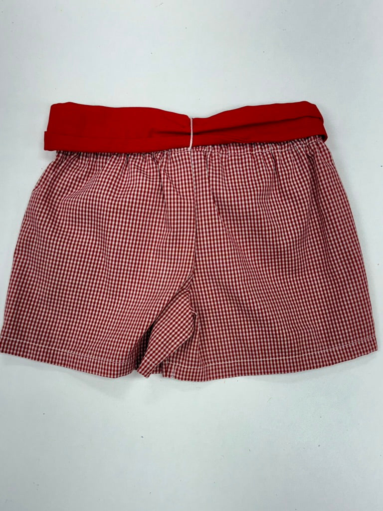 TX Tech Embroidered Red Gingham Girls Short with Sash