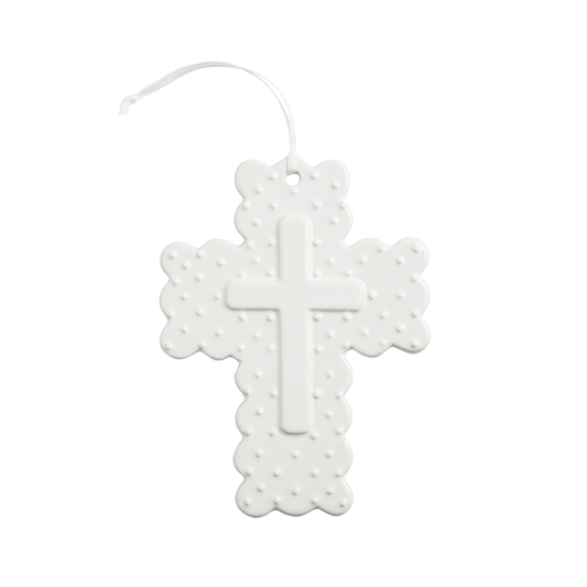 Ceramic Dot Cross - White