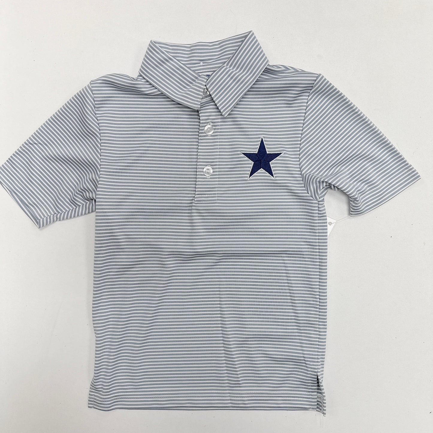 Cowboys Embroidered Star on Grey Stripes polo